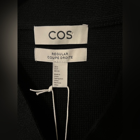 COS Colour-Block Panelled Wool Cardigan Dark Blue Black Size Small Mens New - Picture 7 of 16